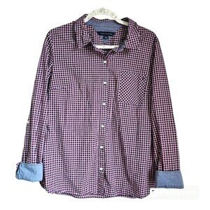 Tommy Hilfiger womens button down red white blue americana L
